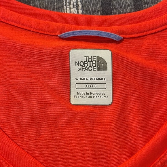 Women's The North Face Orange V-Neck Base Shirt Short Sleeve Size XL EUC #7590 - Picture 5 of 5
